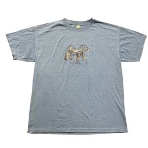 M&O Gold Alaska Bear Graphic T-Shirt Mens Large Blue Heather Mountain Nature Tee